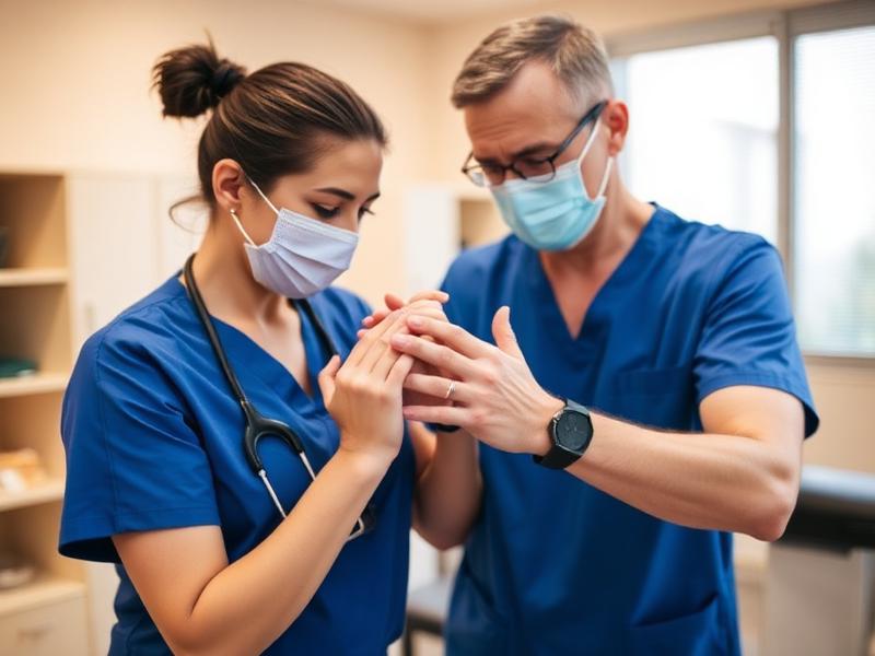 Physical therapist helping patient with rehabilitation exercises in Aurora CO